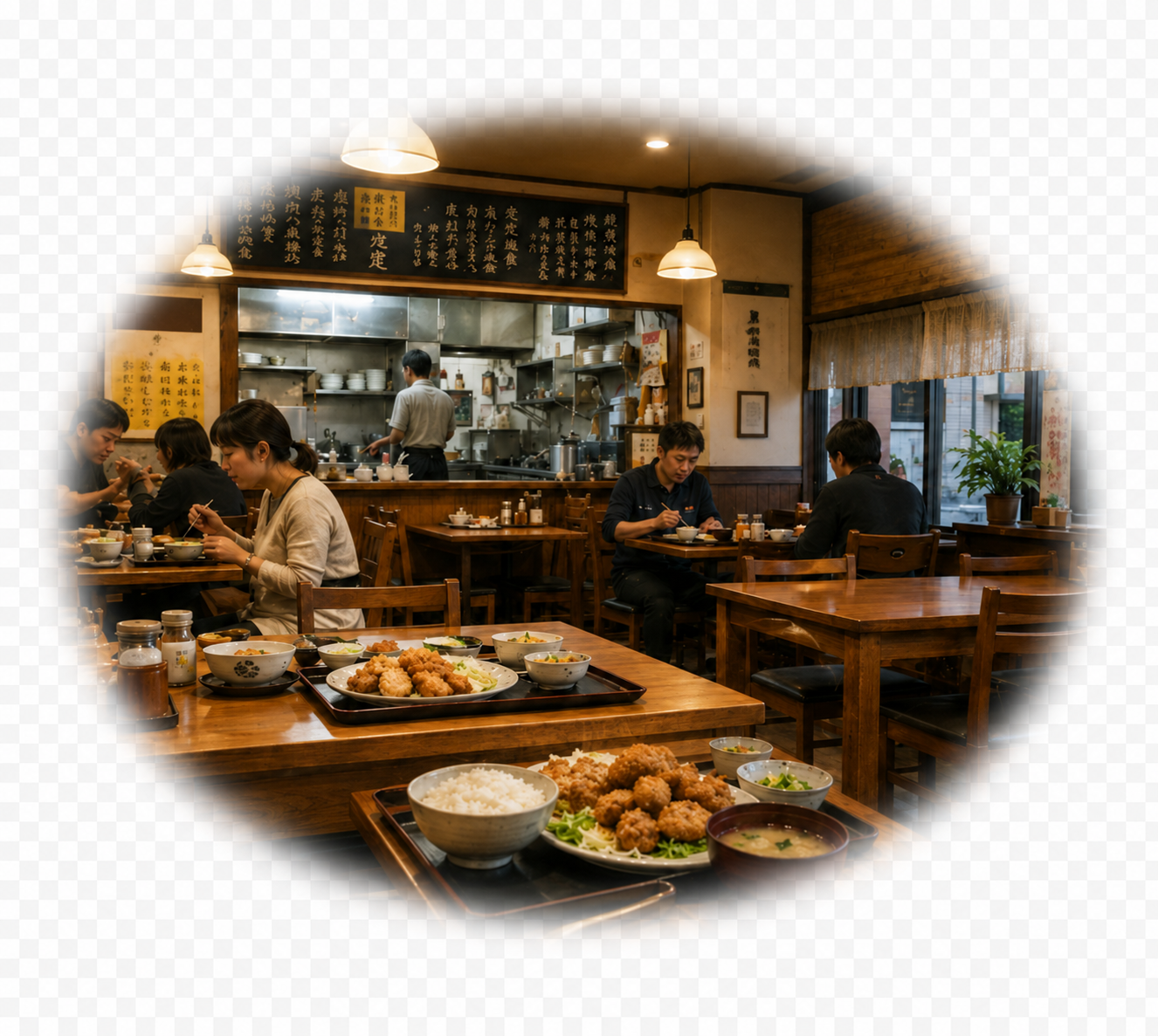 地域の人が集まる飲食店の様子